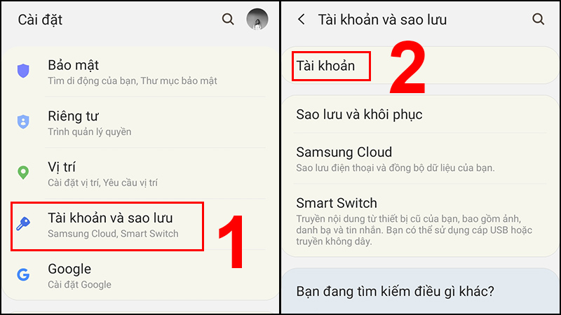 Chọn T&agrave;i khoản